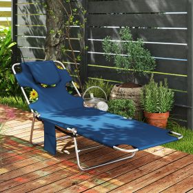 Folding Outdoor Chaise Lounge Sun Tanning Chair with Face Cavity (Option: Blue-720x110x570 mm)