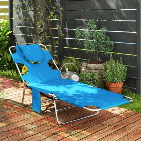 Folding Outdoor Chaise Lounge Sun Tanning Chair with Face Cavity (Option: Light Blue-720x110x570 mm)