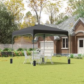 8' x 8' Pop Up Canopy Tent with Wheeled Carry Bag and 4 Sand Bags (Option: Black-1275x225x225 mm)