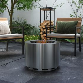 Smokeless Fire Pit (Option: Silver-560x560x420 mm)